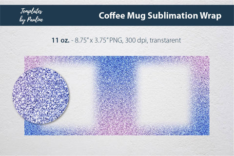 Blue Pink Photo Mug Sublimation Wrap PNG Sublimation Templates by Pauline 