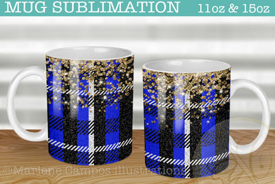 Blue Plaid Fabric Sublimation for Mug / Buffalo Plaid Design Sublimation Marlene Campos 
