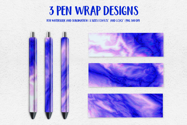 Blue Purple Marble Pen Wrap Template Sublimation or Waterslide Sublimation LaBelezoka 