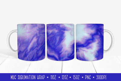 Blue Purple Mug Wrap Sublimation. Marble Texture Mug Design Sublimation LaBelezoka 