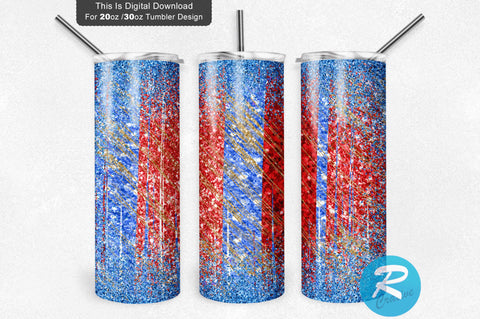 Blue Red Glitter 20 oz / 30 oz Tumbler PNG Sublimation Regulrcrative 