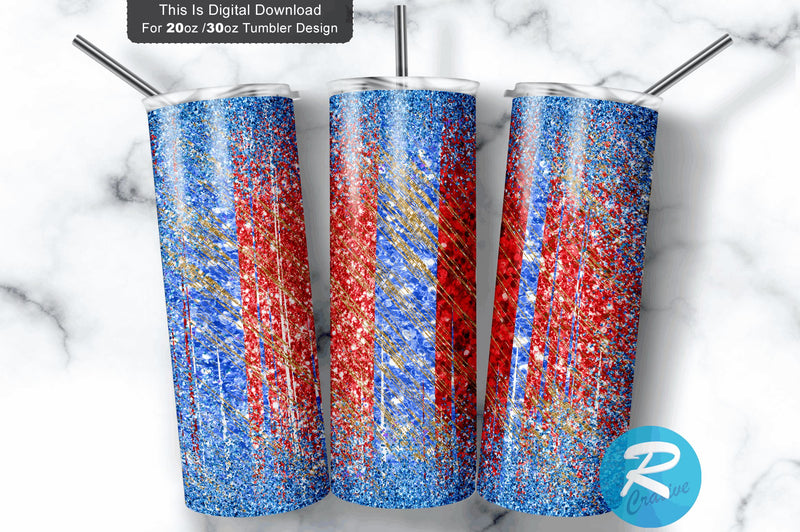 Blue Red Glitter 20 oz / 30 oz Tumbler PNG Sublimation Regulrcrative 