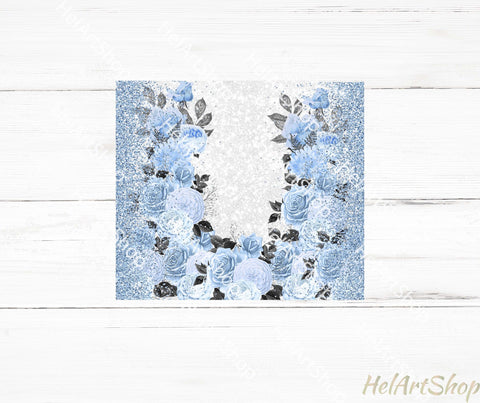 Blue Roses TUMBLER PNG, Floral SKINNY TUMBLER Png Sublimation _HelArtShop_ 
