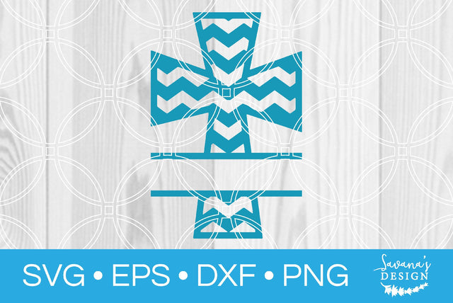 Blue Split Monogram Cross SVG SavanasDesign 