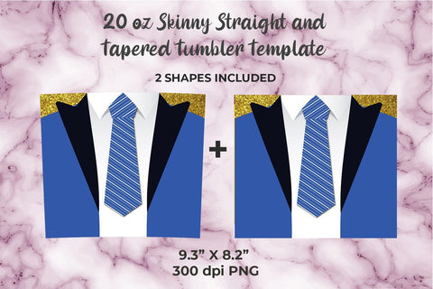 Blue Suit 20oz Skinny Tumbler Wrap Sublimation Template Sublimation Sublimatiz Designs 