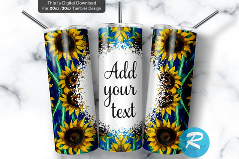 Blue Sunflower 20 oz / 30 oz Tumbler PNG Sublimation Regulrcrative 
