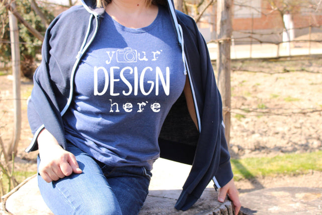 Blue T-shirt Mock Ups, Garden, Nature Mockup,Bella Canvas Shirt, Flat Lay Picture,SVG Sublimation,Woman Model Design, Outdoors JPG picture, Farmhouse Background Mock Up Photo ArtStudio 