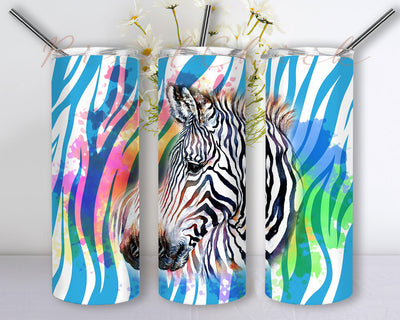 Blue Tumbler Wrap Png With Zebra Sublimation Designs For 20 oz skinny Animal Tumbler Design, Zebra Tumbler Wrap PNG Sublimation PixelChick 