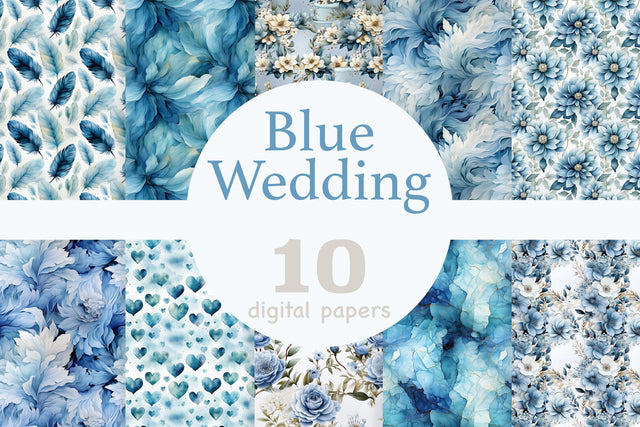 Blue Wedding Digital Papers | Marriage Pattern Set Digital Pattern GlamArtZhanna 