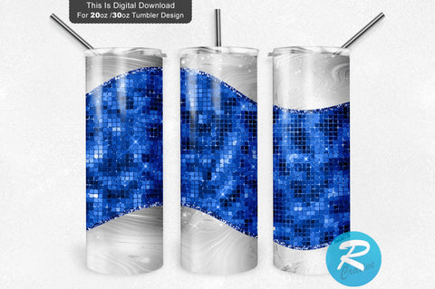Blue White Glitter 20 oz / 30 oz Tumbler PNG Sublimation Regulrcrative 