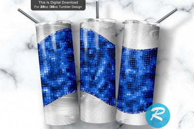 Blue White Glitter 20 oz / 30 oz Tumbler PNG Sublimation Regulrcrative 