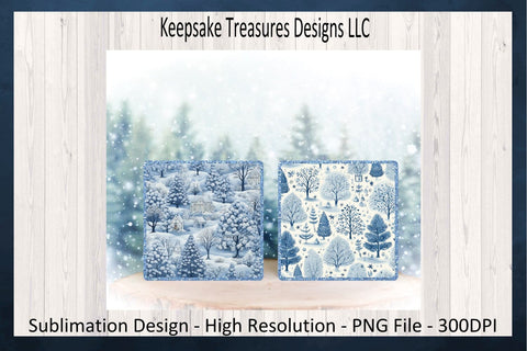 Blue Winter Wonderland Coaster Templates Sublimation PNG, Christmas PNG Design, Blue Icicle, Digital Download, Holiday Decor Sublimation Keepsake Treasures Designs LLC. 