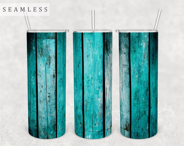 Blue Wood Tumbler Wrap, 20 Oz Skinny Tumbler Sublimation Design, Seamless Barn Wood Tumbler PNG Sublimation HappyDesignStudio 