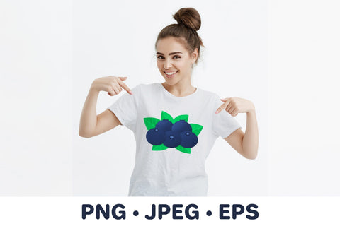 Blueberries with leaves sublimation design. Blueberry PNG Sublimation LaBelezoka 