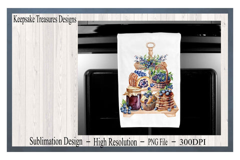 Blueberry Tiered Tray, PNG Sublimation Design, Digital Download, Kitchen Décor, JPEG Printable File Sublimation Keepsake Treasures Designs LLC. 