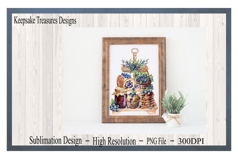 Blueberry Tiered Tray, PNG Sublimation Design, Digital Download, Kitchen Décor, JPEG Printable File Sublimation Keepsake Treasures Designs LLC. 