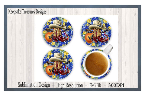 Bluebonnet and Yellow Roses, Coaster and Car Coaster Set, Lone Star State, PNG Sublimation Design, Digital Download, PNG Printable Sublimation Keepsake Treasures Designs LLC. 