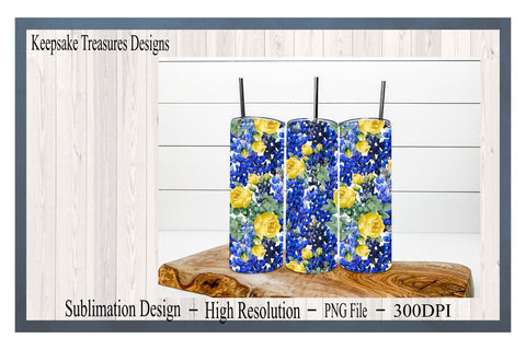 Bluebonnet Tumbler Wrap, 20oz Sublimation Tumbler Wrap, PNG Sublimation Design, Digital Download, PNG Printable Sublimation Keepsake Treasures Designs LLC. 