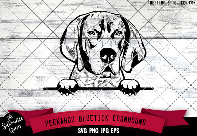 Bluetick Coonhound Peek A Boo | Peekaboo | Peeking Dog Face SVG for Glowforge, Cricut, Laser, Silhouette, Scan n cut files SVG Loveleen Kaur 