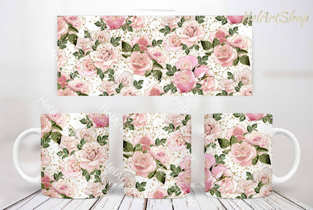Blush Floral Mug PNG, Flower Mug Png, 11Oz Mug Sublimation Sublimation _HelArtShop_ 