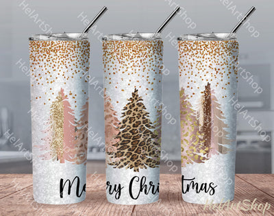 Blush Pink Christmas Trees Tumbler PNG | Sublimation PNG Sublimation _HelArtShop_ 