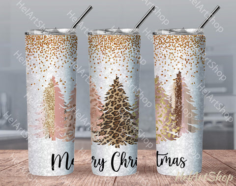 Blush Pink Christmas Trees Tumbler PNG | Sublimation PNG Sublimation _HelArtShop_ 