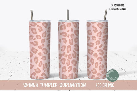 Blush Pink Leopard Skinny Tumbler Bundle-Leopard Tumbler PNG Sublimation Linden Valley Designs 
