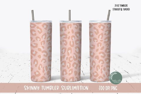 Blush Pink Leopard Skinny Tumbler Bundle-Leopard Tumbler PNG Sublimation Linden Valley Designs 