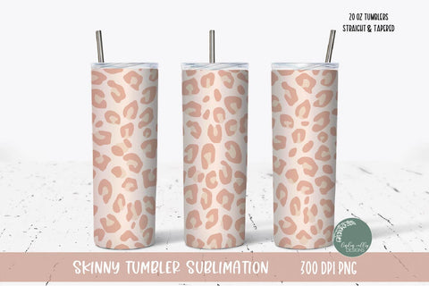 Blush Pink Leopard Skinny Tumbler Bundle-Leopard Tumbler PNG Sublimation Linden Valley Designs 