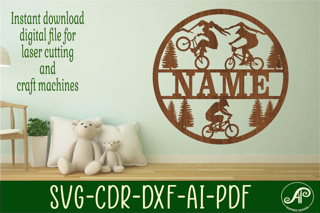 BMX name sign svg laser cut template SVG APInspireddesigns 