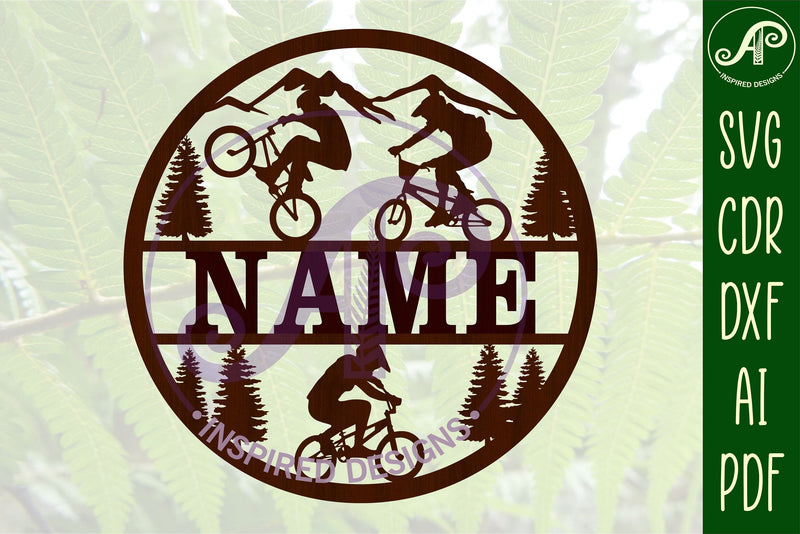 BMX name sign svg laser cut template So Fontsy