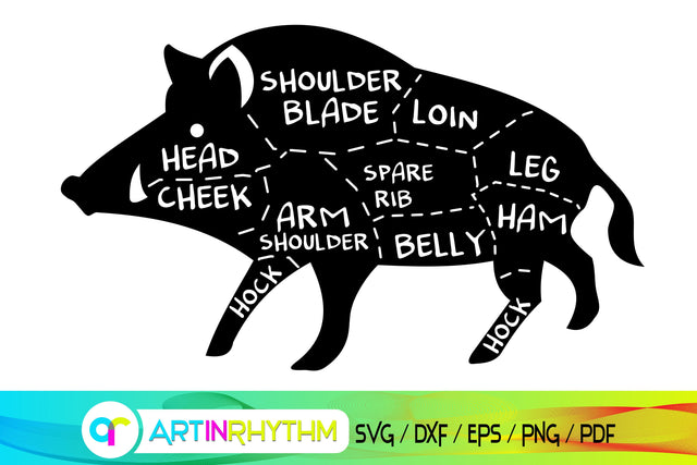 boar svg, meat cuts, meat chart, butcher svg, butchers cut SVG Artinrhythm shop 
