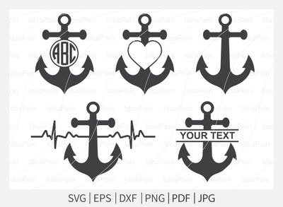 Boat Anchor Svg, Anchor Monogram svg, Anchor SVG, Anchor Silhouette, Anchor Heartbeat svg, Split Boat Anchor Svg, Nautical Svg, Anchor png SVG Dinvect 