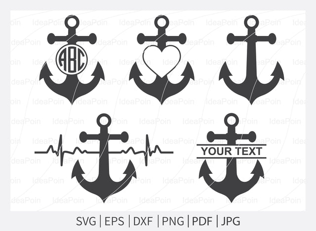 Boat Anchor Svg, Anchor Monogram svg, Anchor SVG, Anchor Silhouette, Anchor Heartbeat svg, Split Boat Anchor Svg, Nautical Svg, Anchor png SVG Dinvect 