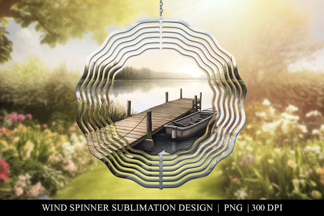 Boat By The Lake Wind Spinner Sublimation PNG Sublimation BijouBay 