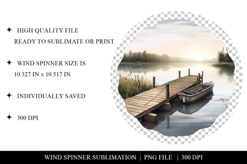 Boat By The Lake Wind Spinner Sublimation PNG Sublimation BijouBay 