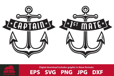 Boat Captain and First Mate Anchor Bundle SVG Bow Wow Creative 