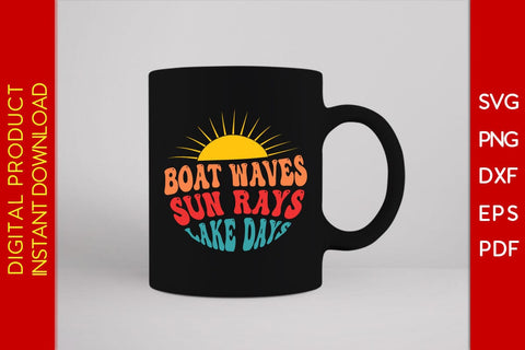 Boat Waves Sun Rays Lake Days Retro Summer Vacation SVG PNG PDF Cut File SVG Creativedesigntee 