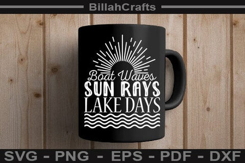 Boat Waves Sun Rays Lake Days SVG File SVG BillahCrafts 