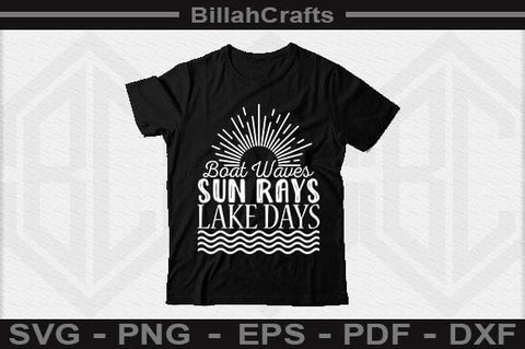 Boat Waves Sun Rays Lake Days SVG File SVG BillahCrafts 