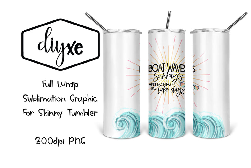 Boat Waves Sunrays | 20oz Tumbler | Lake Sublimation Tumbler Sublimation DIYxe Designs 