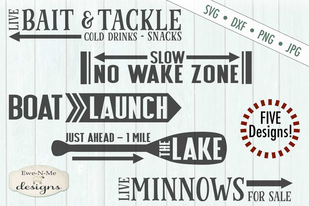 Boating Fishing Directional Sign Bundle - SVG - So Fontsy