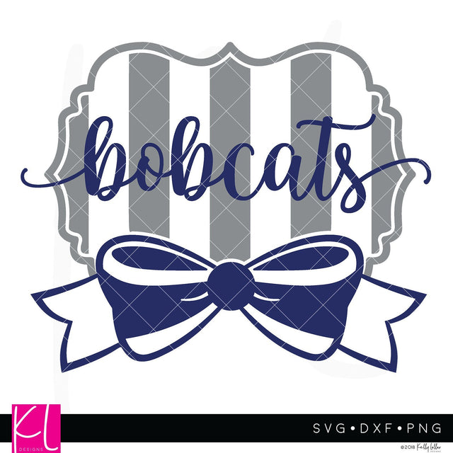 Bobcats and Bow Wide Stripe Frame SVG Kelly Lollar Designs 