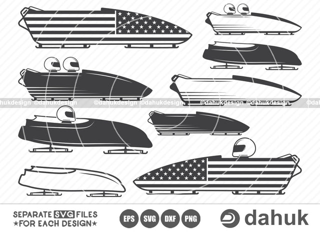 Bobsled SVG, Bobsled Flag USA, Bobsled Vector SVG, Bobsled icon, Bobsled Clipart, Cut file, for silhouette, svg, eps, dxf, png, clipart cricut design space, vinyl cut files SVG dahukdesign 