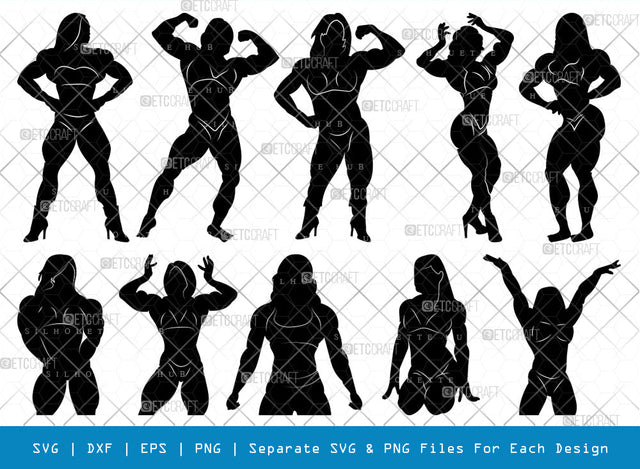 Bodybuilder Women SVG, Bodybuilder Silhouette, Women Svg, Muscular Women Svg, Fitness Muscle Svg, Gym Svg, Bodybuilder Bundle SVG ETC Craft 