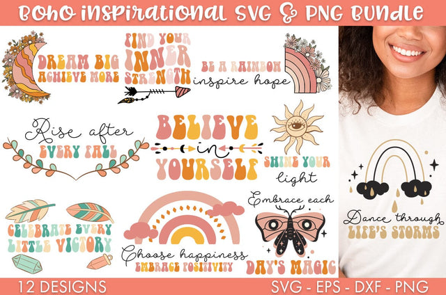 Bohemian Inspirational Quotes SVG Bundle PNG Sublimation SVG Freeling Design House 