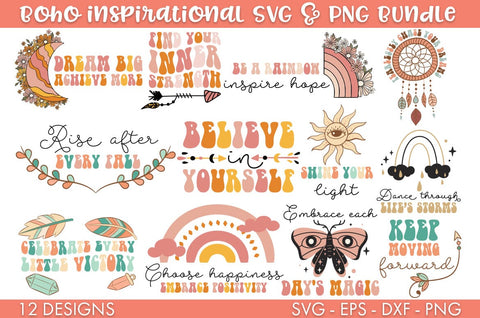 Bohemian Inspirational Quotes SVG Bundle PNG Sublimation SVG Freeling Design House 