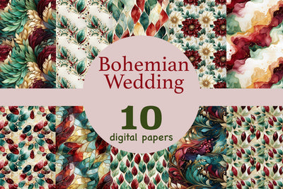 Bohemian Wedding Digital Paper | Boho Wedding Pattern Digital Pattern GlamArtZhanna 