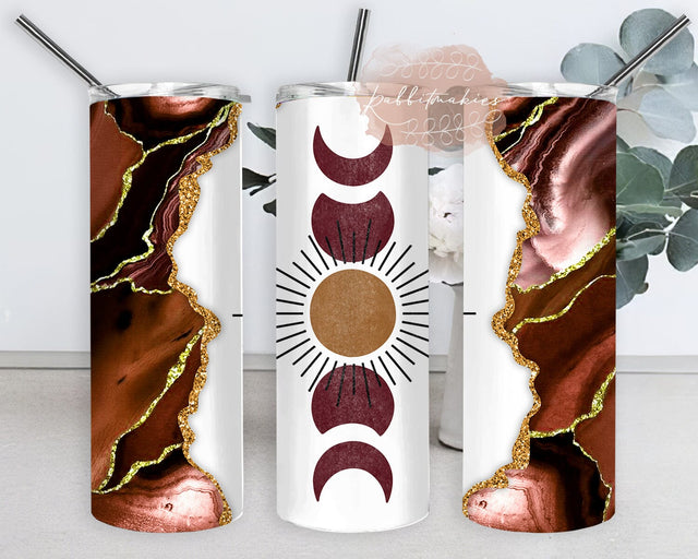 Boho 20oz Tumbler Template, Moon Phases 20oz Skinny Tumbler, Marble Glitter Tumbler Wrap, Boho Moon Tumbler Png, Boho Sublimation Design, Digital Download Sublimation Rabbitmakies 