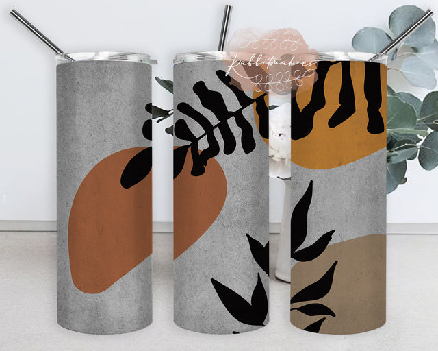 Boho Abstract Leaves Tumbler Png, Boho Leaves 20oz Tumbler Template, Abstract Leaves Tumbler Wrap, Boho Botanical Sublimation Design, Instant Download Sublimation Rabbitmakies 